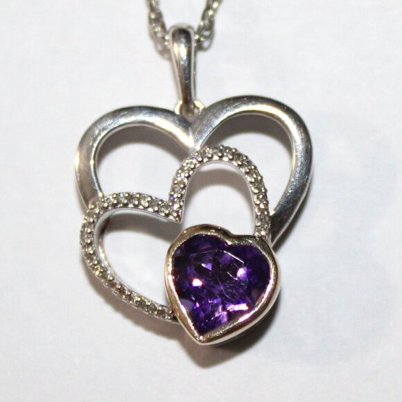 Jewelry - Sterling Silver 14kt Gold Amethyst Heart Necklace